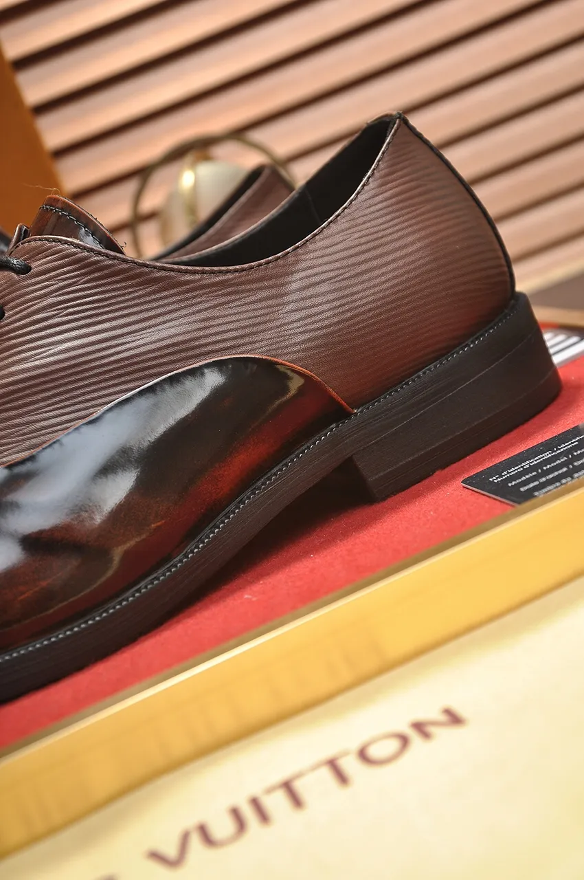 Men's shoes💰460💶【LOUIS VUITTON】(sheepskin lining) new cowhide LV formal shoes🎩🎩❗️🆘made one to one at the counter🎩original quality, imported cowhide upper➕full sheepskin lining➕original rubber outsole, {high quality visible}👣Size: 38-45 (45 custom-made)